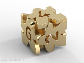 Meeple D6 dice in Polished Brass
