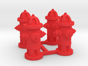 Fire Hydrants in Red Processed Versatile Plastic: 1:64 - S