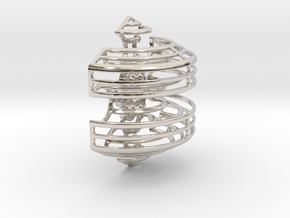Wireframe Astrolabicon // Side A in Rhodium Plated Brass