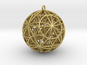 Stellated Rhombicosidodecahedron 2" Pendant in Natural Brass