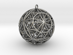 Stellated Rhombicosidodecahedron 2" Pendant in Natural Silver