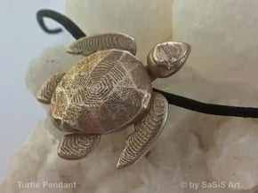 Turtle Pendant in Polished Bronzed-Silver Steel