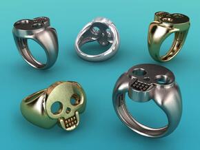 Skull VIII Ring in Polished Bronzed Silver Steel