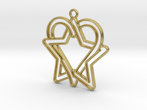 Star and heart intertwined in Natural Brass
