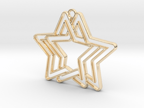 Double stars intertwined in 14k Gold Plated Brass