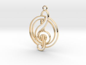 Key note and circle intertwined in 14k Gold Plated Brass