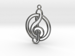 Key note and circle intertwined in Natural Silver
