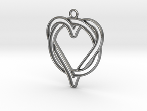 Circle and heart intertwined in Natural Silver