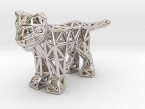 Lion (young) in Rhodium Plated Brass