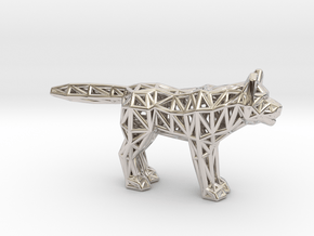 Gray Wolf (adult) in Rhodium Plated Brass