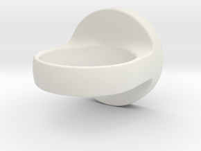 Circular Signet Ring - Ring Band in White Natural Versatile Plastic: 11 / 64