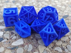 Plunged Sides Dice Set in Blue Processed Versatile Plastic