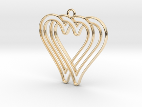Two hearts intertwined in 14k Gold Plated Brass