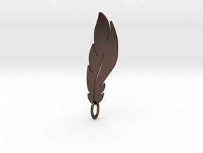 feather pendant in Polished Bronze Steel