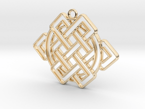Eternal knot and circle intertwined in 14k Gold Plated Brass