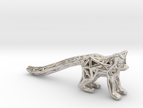 Ring Tailed Lemur in Rhodium Plated Brass