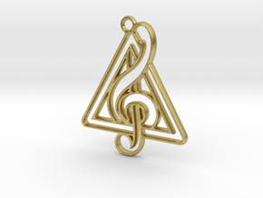 Treble Clef And triangle intertwined in Natural Brass