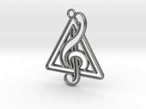 Treble Clef And triangle intertwined in Natural Silver