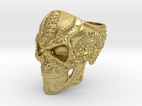 Skull Ring Personalized In Stainless Steel And Sil in Natural Brass