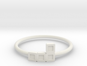 Block Puzzle Ring (Type-L2) in White Natural Versatile Plastic