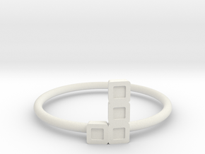 Block Puzzle Ring (Type-L4) in White Natural Versatile Plastic