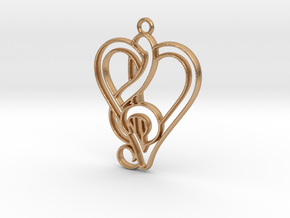 Treble Clef and heart intertwined in Natural Bronze
