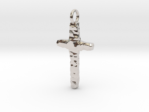 Hammered Cross Pendant - Christian Jewelry in Rhodium Plated Brass