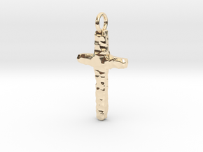 Hammered Cross Pendant - Christian Jewelry in 14K Yellow Gold