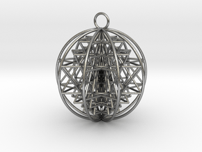 3D Sri Yantra 9 Sided Optimal 2.2" in Natural Silver