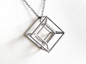 Hypercube Pendant in Polished Nickel Steel