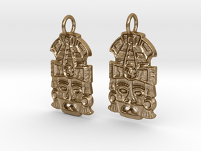 MayanMask Earrings in Polished Gold Steel