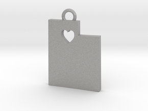 Utah Pendant with Heart in Aluminum
