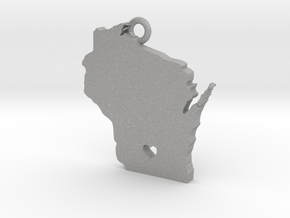 Wisconsin Pendant with Heart in Aluminum