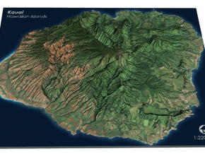 Kaua'i Map, Sans Base in Full Color Sandstone
