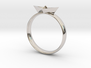 Paper Boat Ring in Rhodium Plated Brass: 3 / 44