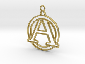 Initial A & circle intertwined in Natural Brass