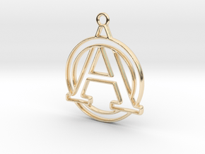Initial A & circle intertwined in 14k Gold Plated Brass