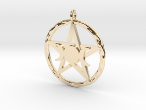 Pentacle with triple Goddess pendant in 14k Gold Plated Brass