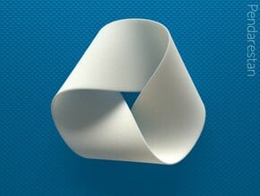 Folded Mobius Triplex in White Processed Versatile Plastic: Small