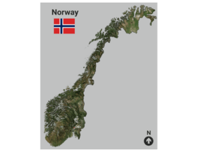 Norway Map in Glossy Full Color Sandstone