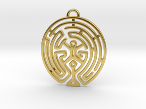 Westworld Maze Pendant in Polished Brass