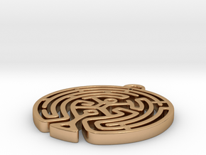 Westworld Maze Pendant (round) in Polished Bronze