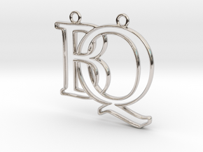 Initials B&Q monogram  in Rhodium Plated Brass