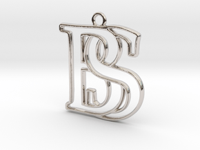 Initials B&S monogram  in Rhodium Plated Brass