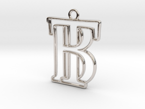 Initials B&T monogram  in Rhodium Plated Brass