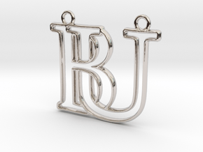 Initials B&U monogram  in Rhodium Plated Brass