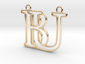 Initials B&U monogram  in 14k Gold Plated Brass