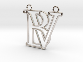 Initials B&V monogram in Rhodium Plated Brass
