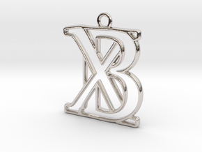 Initials B&X monogram in Rhodium Plated Brass
