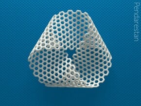 Folded Mobius Triplex Hex in White Processed Versatile Plastic: Small
